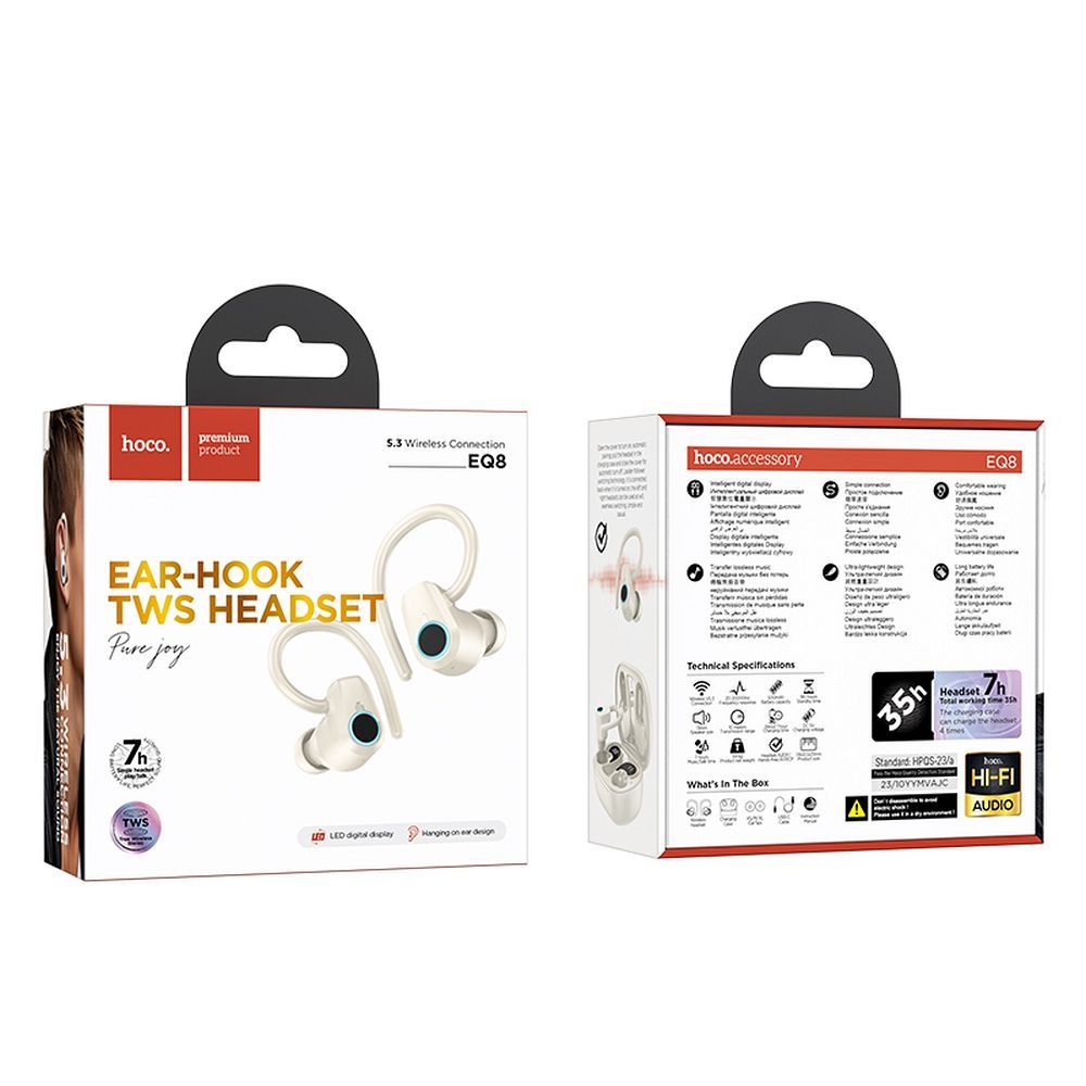 Bluetooth Handsfree Bluetooth HOCO EQ8, TWS, Λευκό 