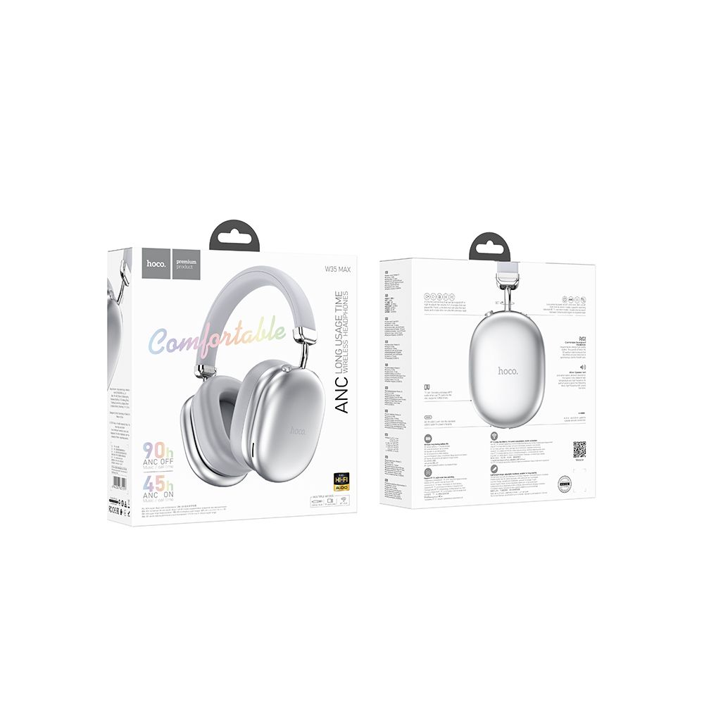 Handsfree Bluetooth HOCO W35 Max, A2DP, ANC, Ασημί