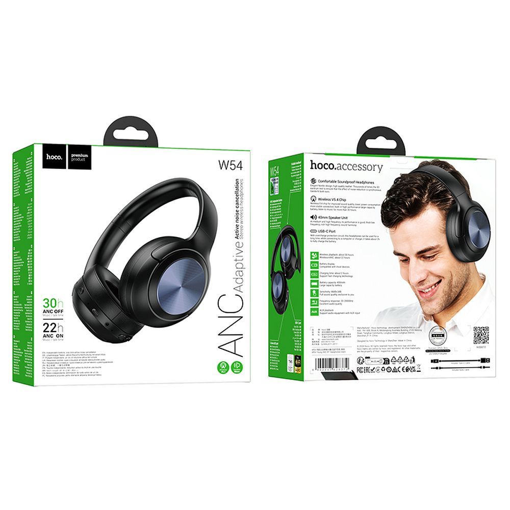 HOCO W54 Bluetooth Handsfree, A2DP, ANC, Black