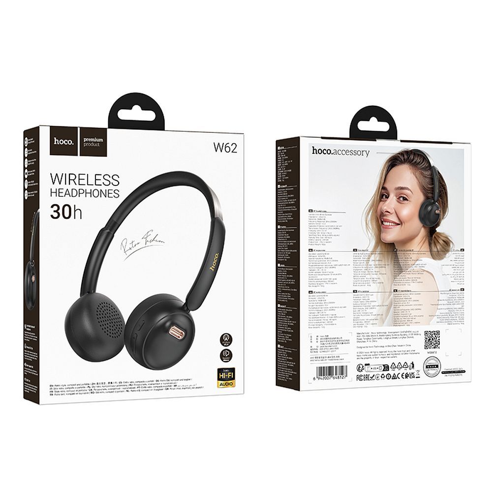 Handsfree Bluetooth HOCO W62, Μαύρο