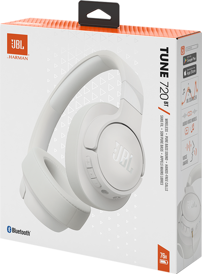 Bluetooth handsfree JBL Tune 720BT, MultiPoint, A2DP, λευκό 