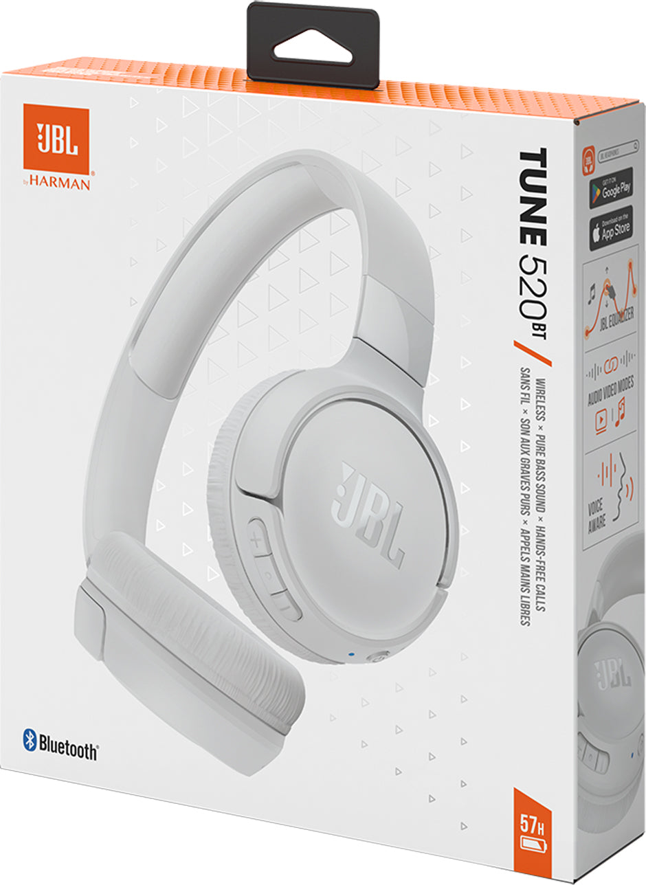 Bluetooth handsfree JBL Tune 520BT, MultiPoint, A2DP, λευκό JBLT520BTWHT