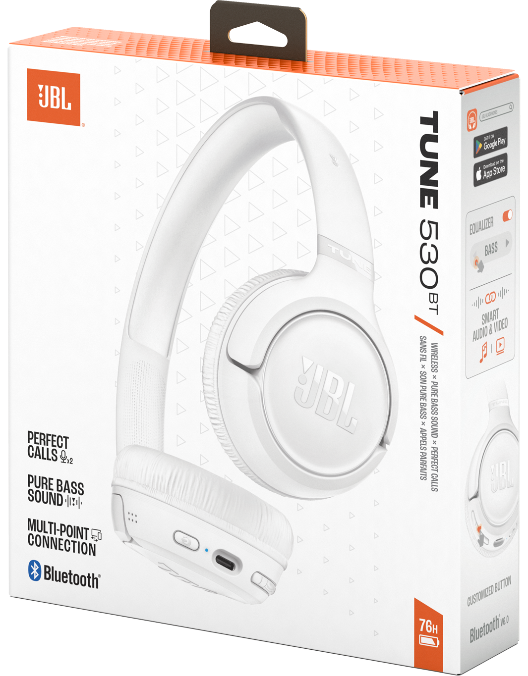 Handsfree Bluetooth JBL Tune 530BT, MultiPoint, A2DP, Λευκό