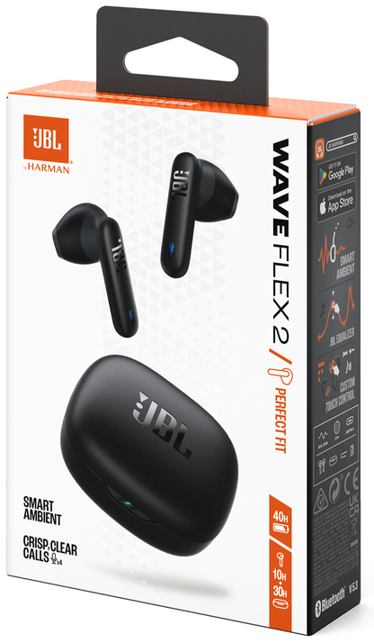 Handsfree Bluetooth JBL Wave Flex 2, TWS, ANC, MultiPoint, Μαύρο JBLWFLEX2BLK