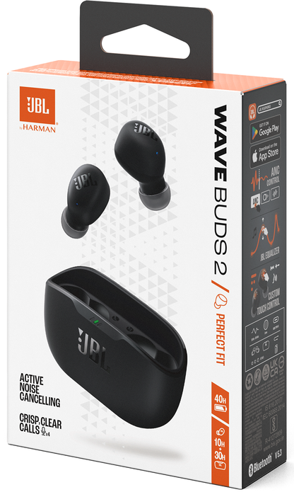 Handsfree Bluetooth JBL Wave Buds 2, TWS, ANC, MultiPoint, Μαύρο JBLWBUDS2BLK
