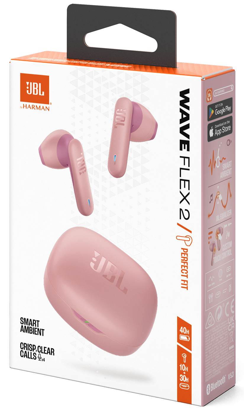 Handsfree Bluetooth JBL Wave Flex 2, TWS, ANC, MultiPoint, Ροζ JBLWFLEX2PIK