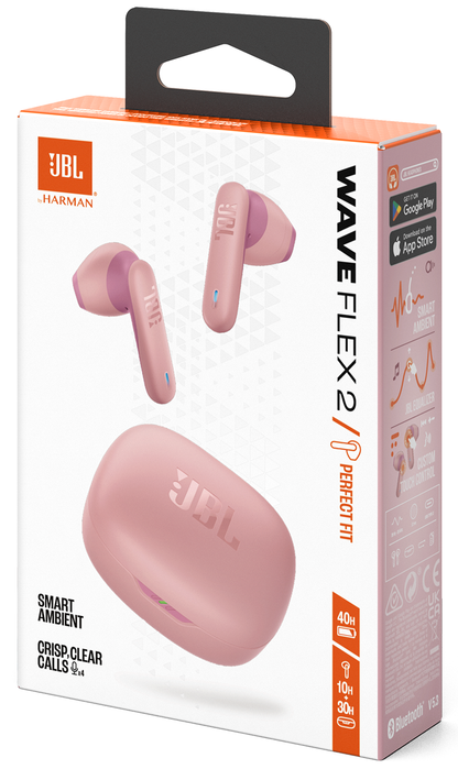 Handsfree Bluetooth JBL Wave Flex 2, TWS, ANC, MultiPoint, Ροζ JBLWFLEX2PIK