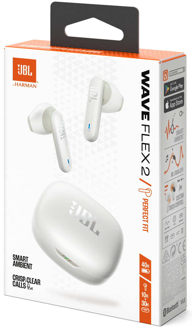 Handsfree Bluetooth JBL Wave Flex 2, TWS, ANC, MultiPoint, Λευκό JBLWFLEX2WHT