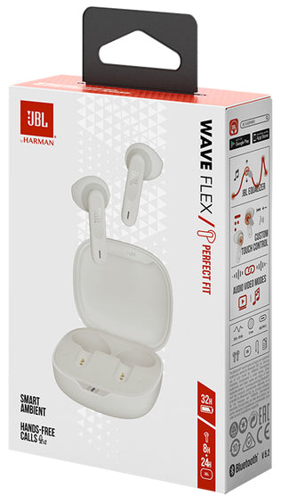 Handsfree Bluetooth JBL Wave Flex, TWS, Multipoint, Λευκό JBLWFLEXWHT