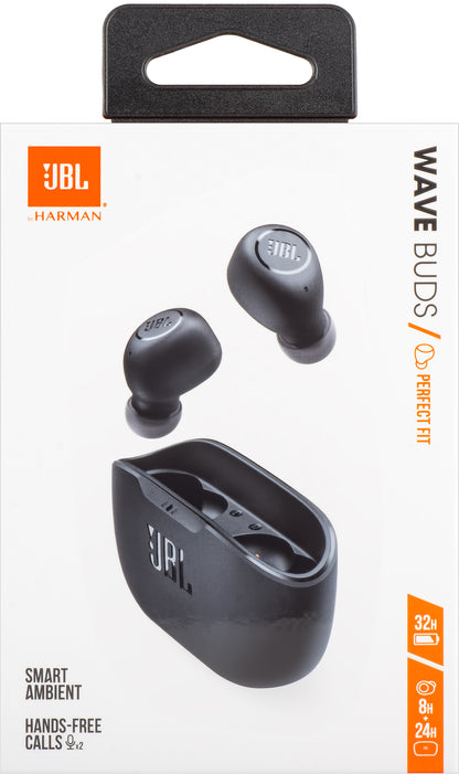 Handsfree Bluetooth JBL Wave Buds, TWS, μαύρο JBLWBUDSBLK