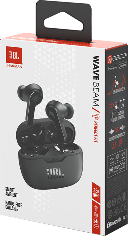 Bluetooth handsfree JBL Wave Beam, TWS, μαύρο JBLWBEAMBLK