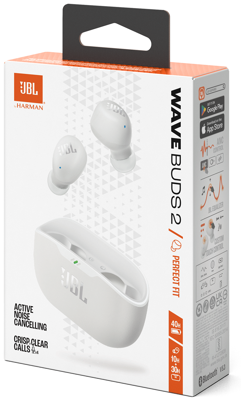 Handsfree Bluetooth JBL Wave Buds 2, TWS, ANC, MultiPoint, Λευκό JBLWBUDS2WHT