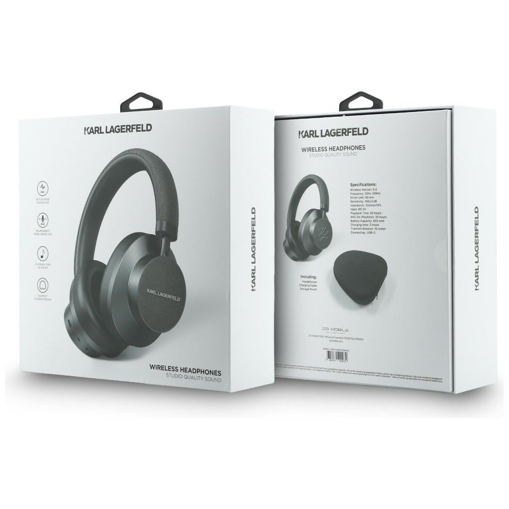 Handsfree Bluetooth Karl Lagerfeld Saffiano Elongated, A2DP, ANC, Γκρι