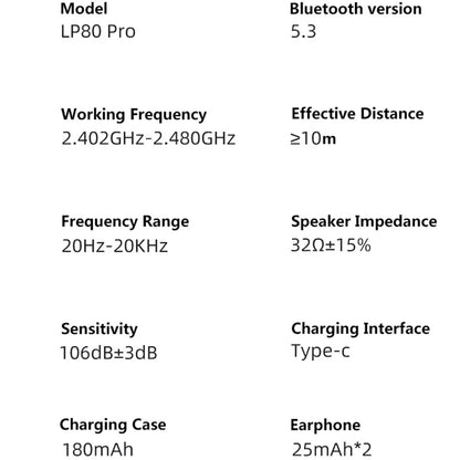 Handsfree Bluetooth Lenovo LP80PRO, TWS, Negru