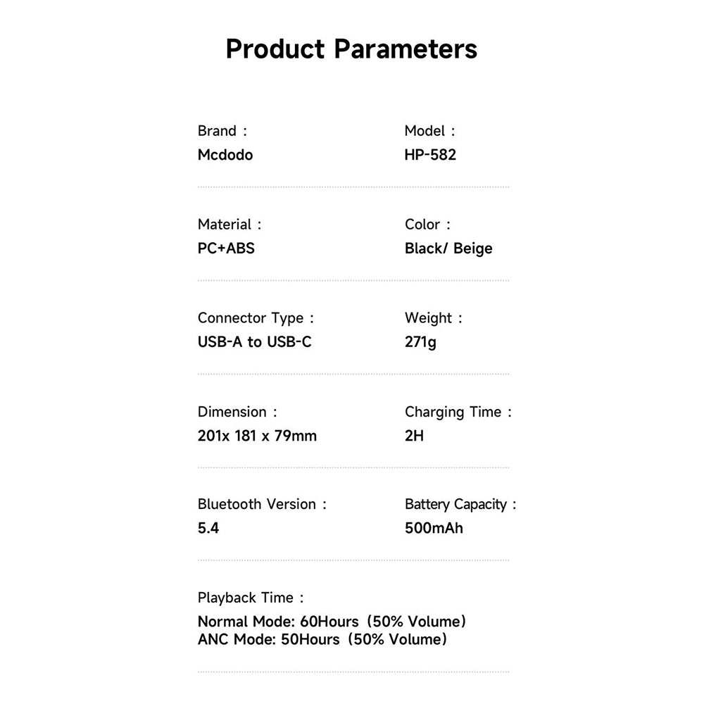 Handsfree Bluetooth McDodo HP-5820 T03, A2DP, ANC, Μαύρο