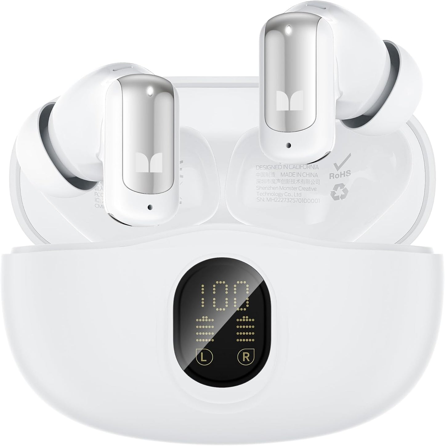 Ασύρματα ακουστικά Bluetooth Monster N-Lite 217, TWS, Λευκό