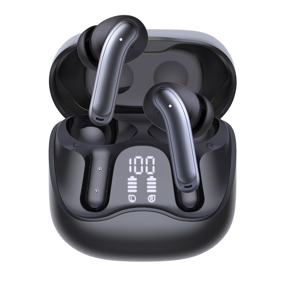 Handsfree Bluetooth Techsuit CW5 EchoFit Pro, TWS, ANC, MultiPoint, Μαύρο