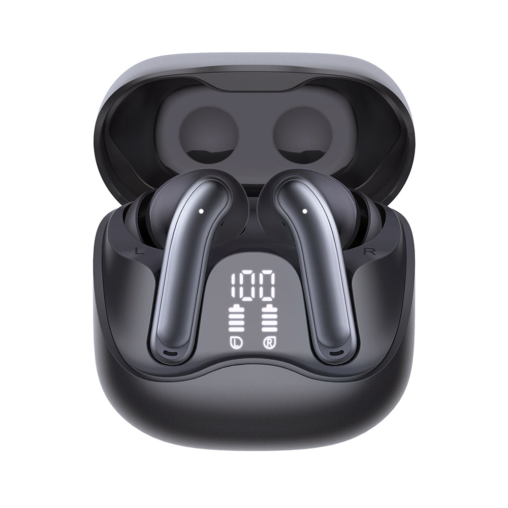 Handsfree Bluetooth Techsuit CW5 EchoFit Pro, TWS, ANC, MultiPoint, Μαύρο