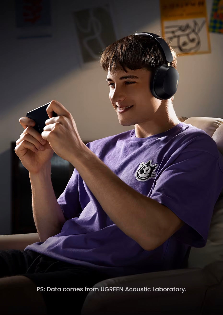 Handsfree Bluetooth UGREEN HP203, A2DP, ANC, Μαύρο