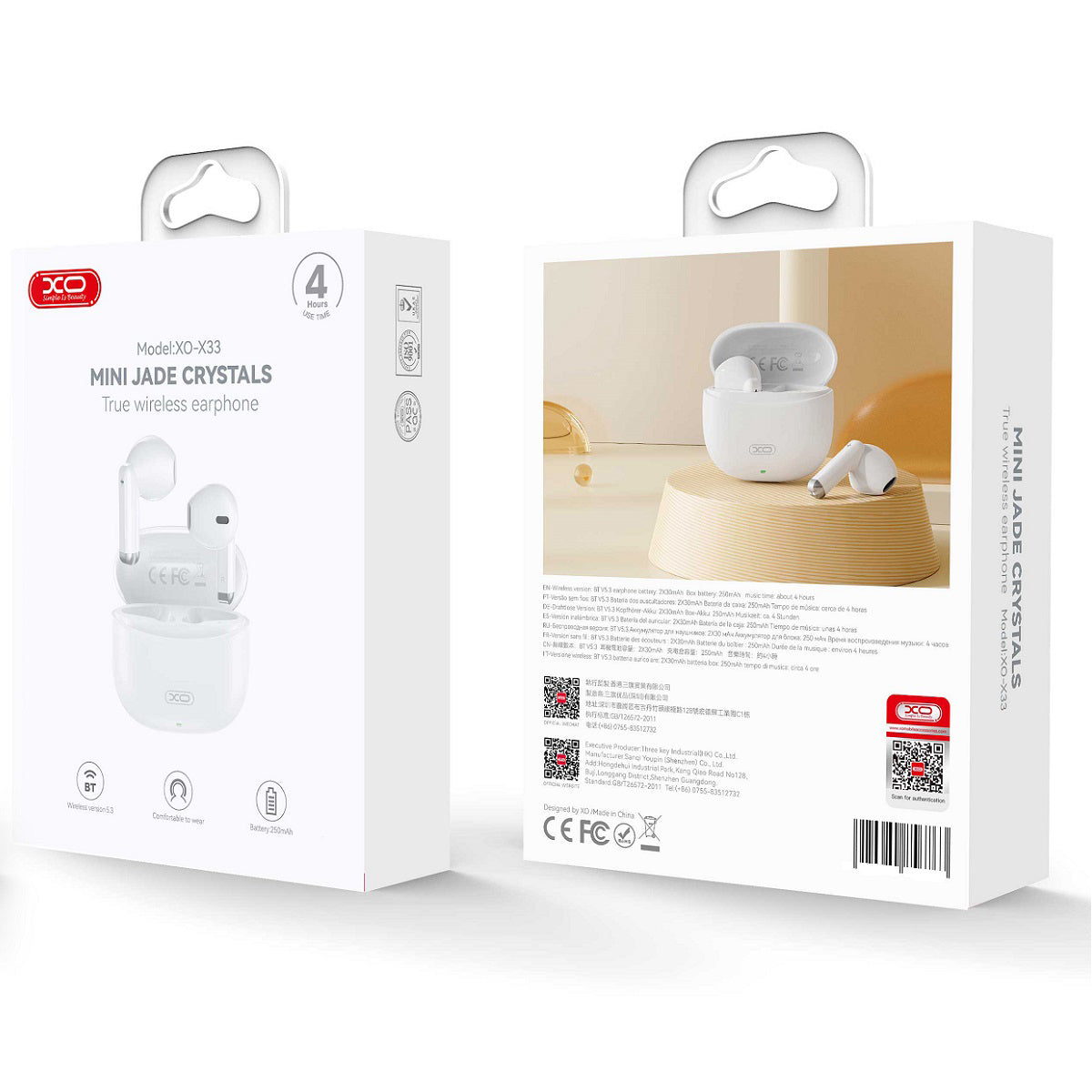 Handsfree Bluetooth XO Design X33, TWS, Λευκό