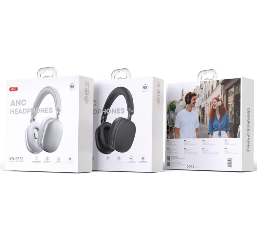 Ασύρματο ακουστικό Bluetooth XO Design BE55, A2DP, ANC, Ασημί