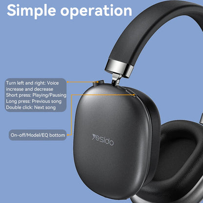 Handsfree Bluetooth Yesido EP05, A2DP, ANC, Μαύρο
