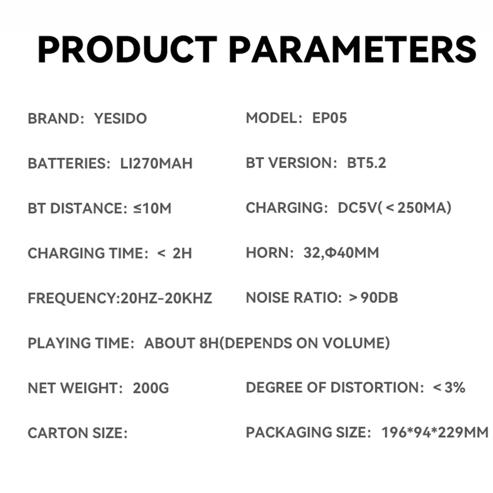 Handsfree Bluetooth Yesido EP05, A2DP, ANC, Μαύρο