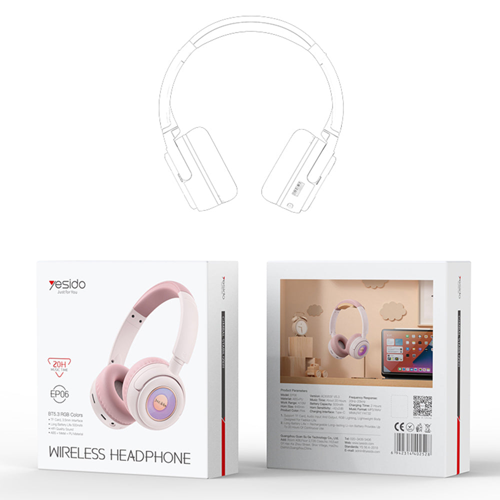 Handsfree Bluetooth Yesido EP06 Kids, A2DP, Μαύρο