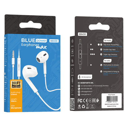 Handsfree 3.5mm BLUE Power BBM30 Max, Λευκό