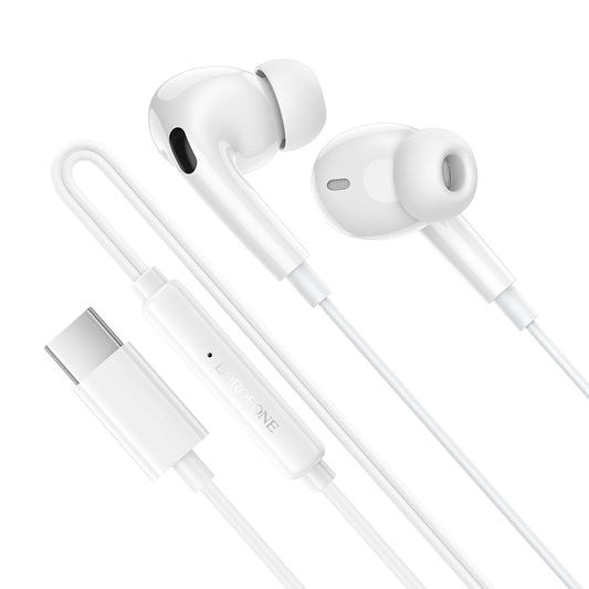 Handsfree USB-C Borofone BM100 Pro Fuente, Λευκό