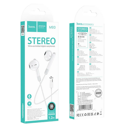 Handsfree USB-C HOCO M93, Λευκό