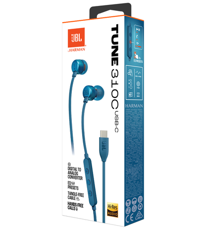 Handsfree USB-C JBL Tune 310C, Μπλε JBLT310CBLU