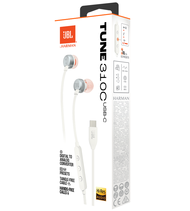 Handsfree USB-C JBL Tune 310C, Λευκό JBLT310CWHT