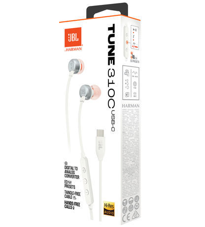 Handsfree USB-C JBL Tune 310C, Λευκό JBLT310CWHT