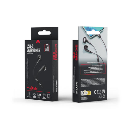 Handsfree USB-C MaXlife MXEP-04, Μαύρο
