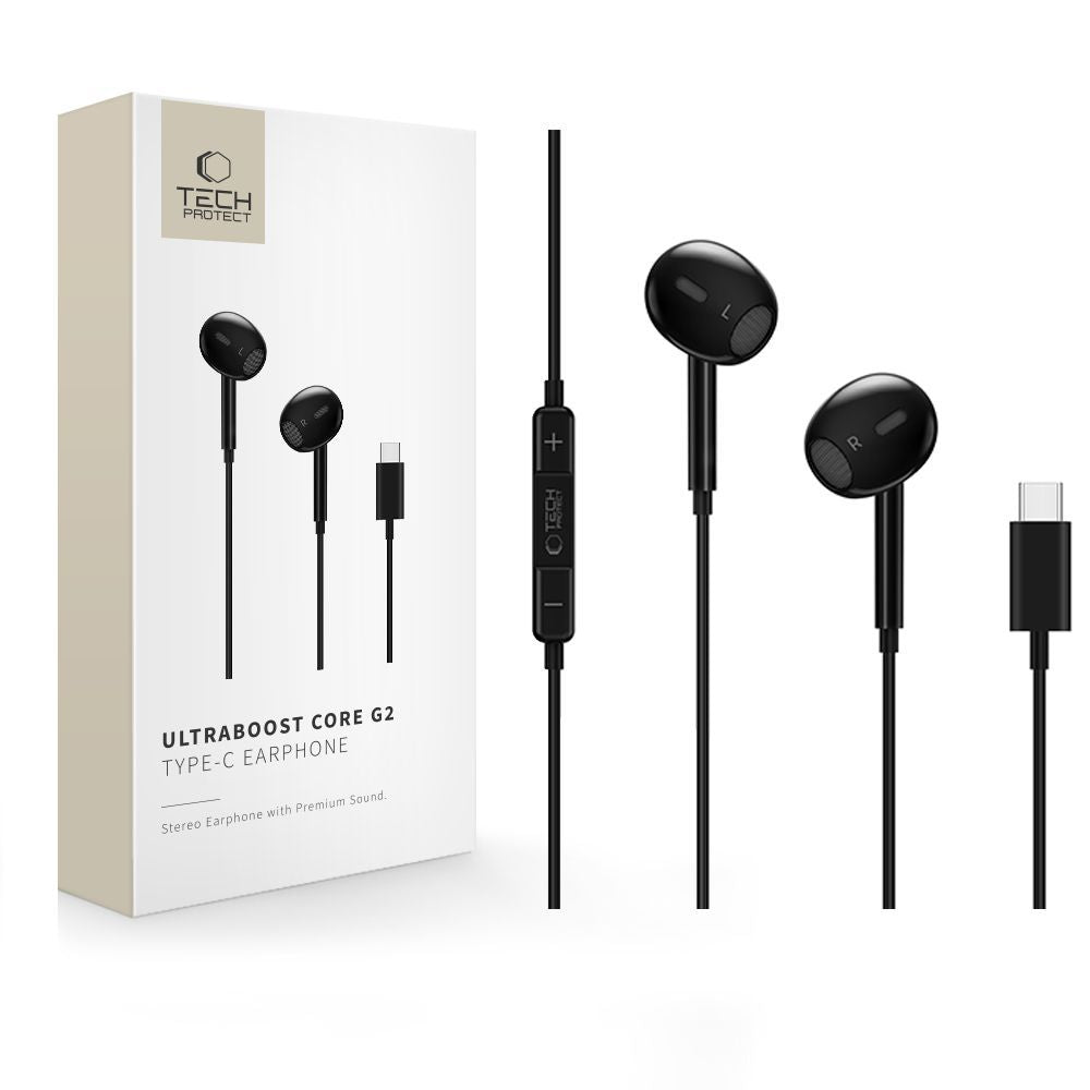 Handsfree USB-C Tech-Protect Ultraboost Core G2, Μαύρο
