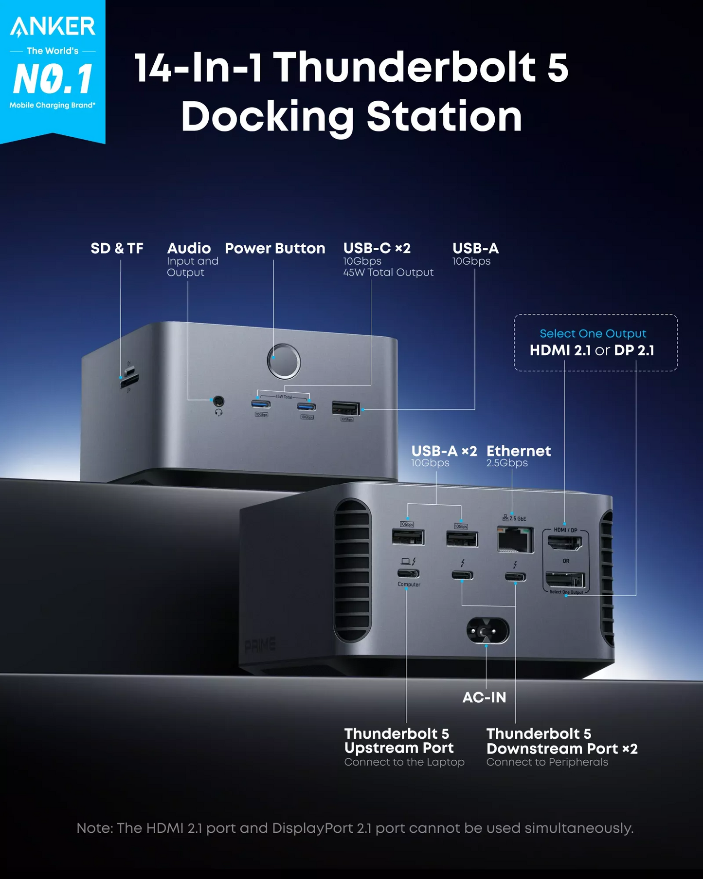 Hub Thunderbolt Anker Prime TB5, 14in1, Γκρι A83B53A1
