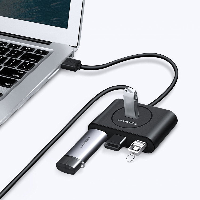 Hub USB UGREEN CR113, 4 x USB-A 3.0, 0.5m, Μαύρο