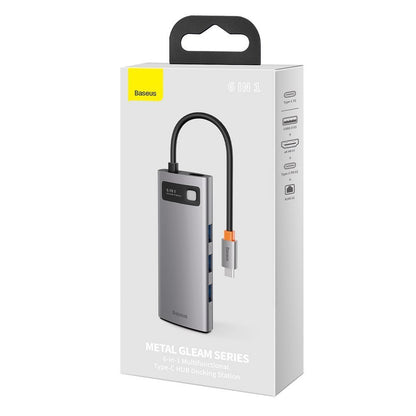 Hub USB-C Baseus Metal Gleam, 3 x USB-A 3.0 - 1 x USB-C - 1 x HDMI - 1 x RJ45, Γκρι CAHUB-CW0G