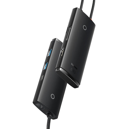 Hub USB-C Baseus, 2 x USB-A 3.0 - 1 x USB-C - 1 x HDMI - 1 x SD - 1 x microSD, Μαύρο WKQX050001