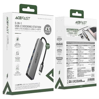 Hub USB-C Acefast J16, 5σε1, Γκρι