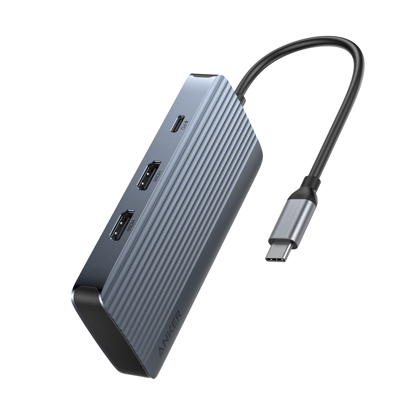 Hub USB-C Anker, 1 x USB-A 3.2 - 3 x USB-A - 1 x USB-C - 2 x HDMI, Γκρι A83740A2
