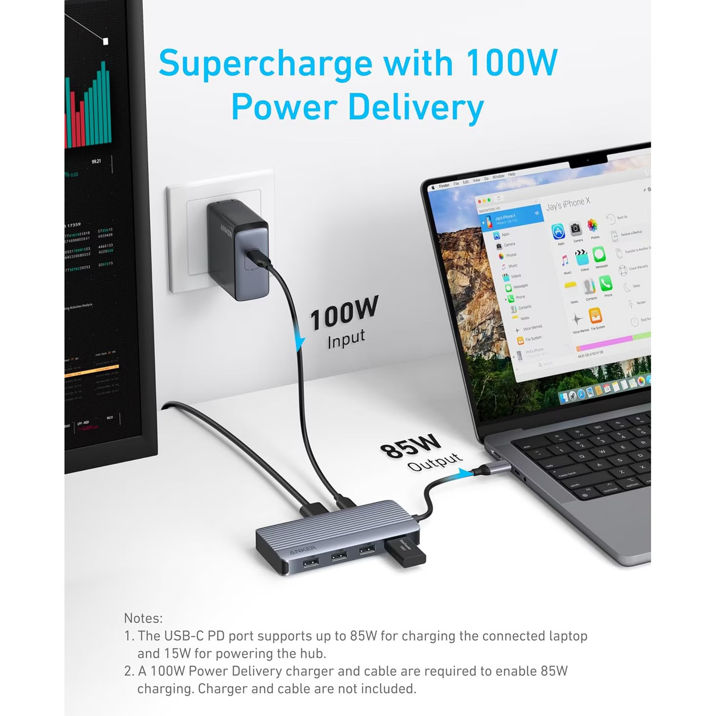Hub USB-C Anker, 1 x USB-A 3.2 - 3 x USB-A - 1 x USB-C - 2 x HDMI, Γκρι A83740A2