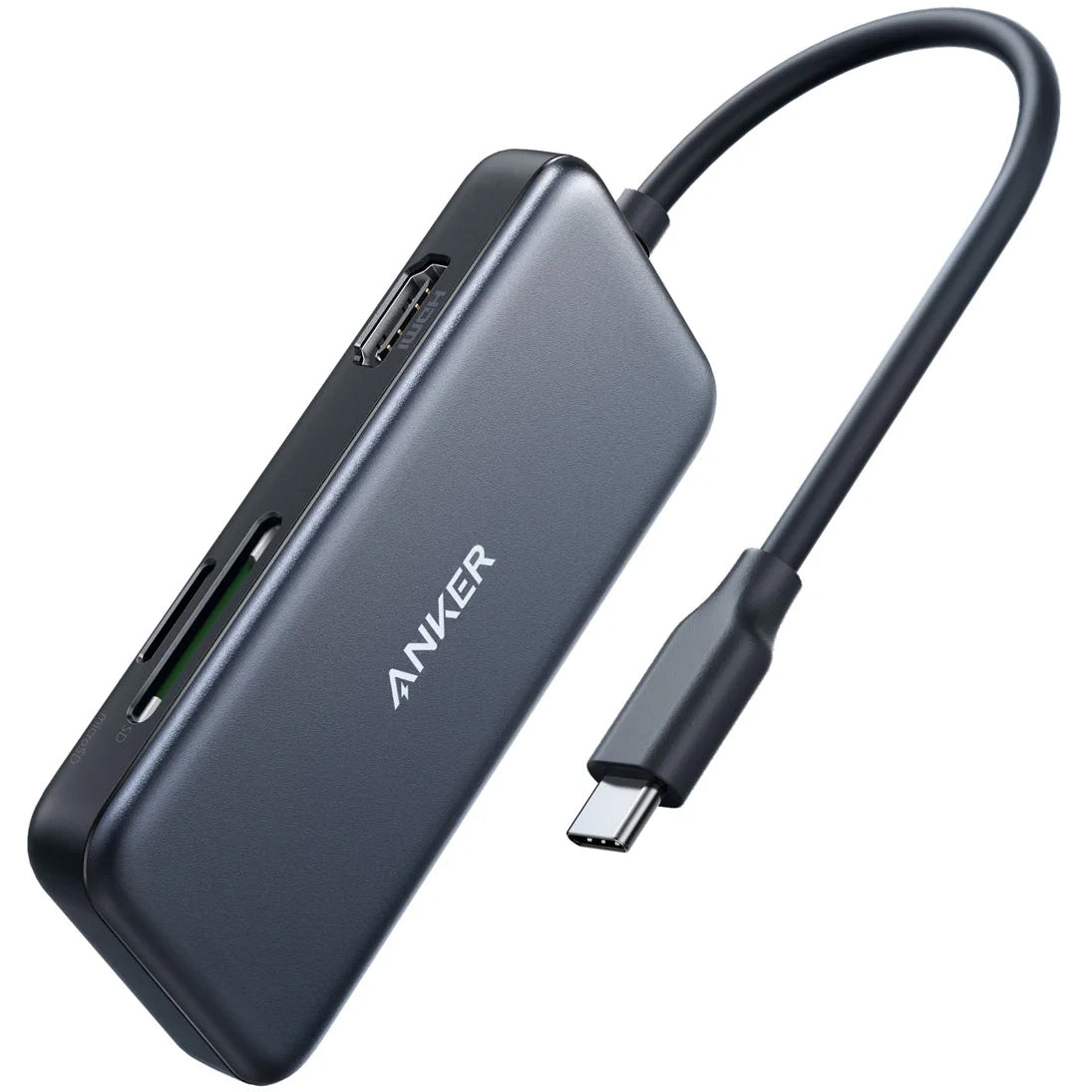 Hub USB-C Anker, 2 x USB-A 3.0 - 1 x HDMI - 1 x SD - 1 x microSD, Μαύρο A8334HA1