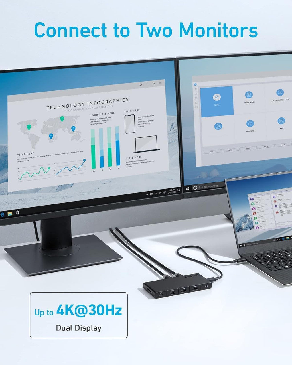 Hub USB-C Anker, 1 x USB-A 3.0 - 2 x USB-A - 3 x USB-C - 2 x HDMI - 1 x RJ45 - 1 x SD, Μαύρο A83A2G11