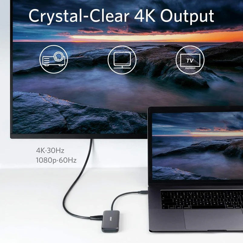 Hub USB-C Anker, 2 x USB-A 3.0 - 1 x HDMI - 1 x SD - 1 x microSD, Μαύρο A8334HA1