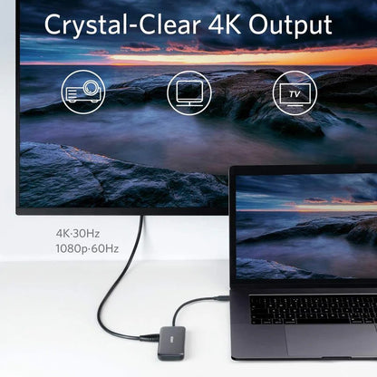 Hub USB-C Anker, 2 x USB-A 3.0 - 1 x HDMI - 1 x SD - 1 x microSD, Μαύρο A8334HA1
