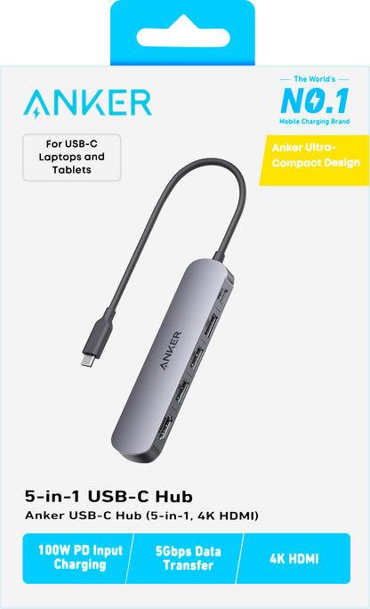 Hub USB-C Anker, 2 x USB-A - 1 x USB-A 3.0 - 1 x USB-C - 1 x HDMI, Γκρι A8357HA0