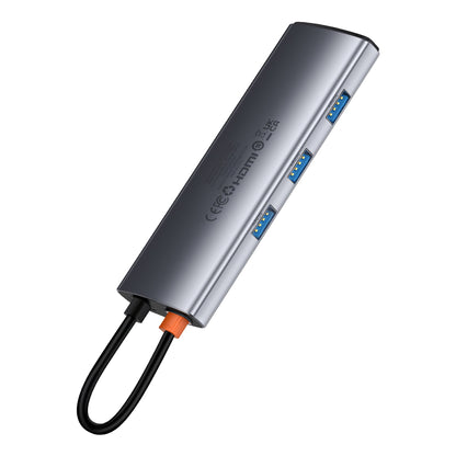 Baseus Joystar USB-C Hub, 3 x USB-A 3.0 - 1 x USB-C - 1 x HDMI - 1 x SD - 1 x microSD, Ασημί B000307088111111-00 