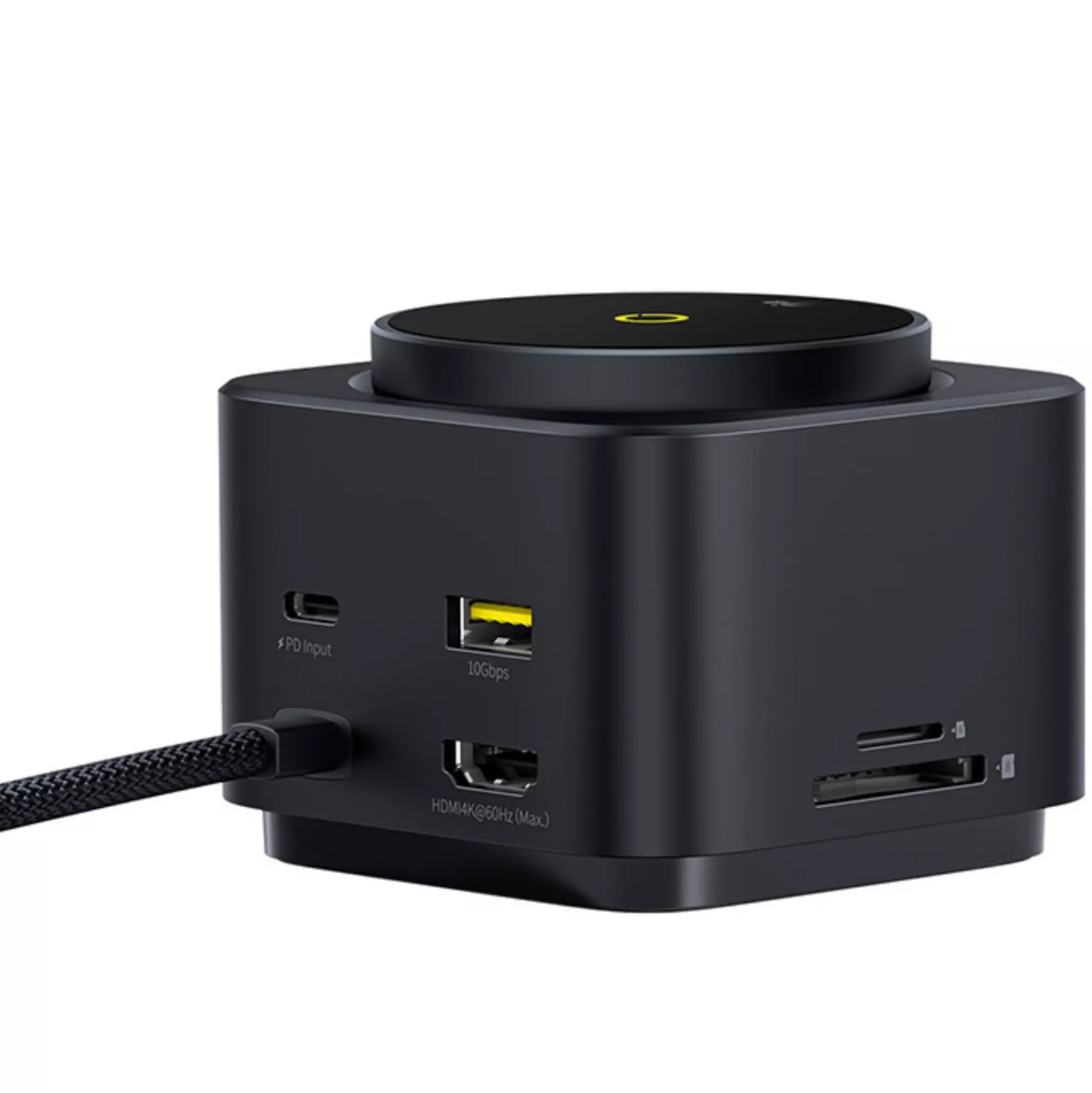 Hub USB-C Baseus MagPro II 7in1, 1 x USB-A - 2 x USB-C - 1 x HDMI - 1 x QI - 1 x SD - 1 x microSD, Μαύρο B00072900121-00